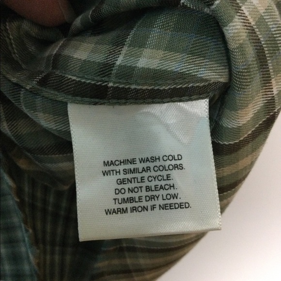 Men’s David Taylor L Large Button Front Casual Shirt Olive Green Plaid Tan NWOT - Picture 6 of 7